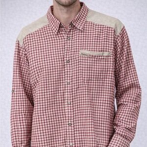 Stockerpoint 100% Cotton Knit Western Plaid Long Sleeve Button Down Large